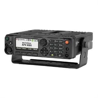 Motorola APX 6500 single-band P25 mobile two-way radio with mounting bracket